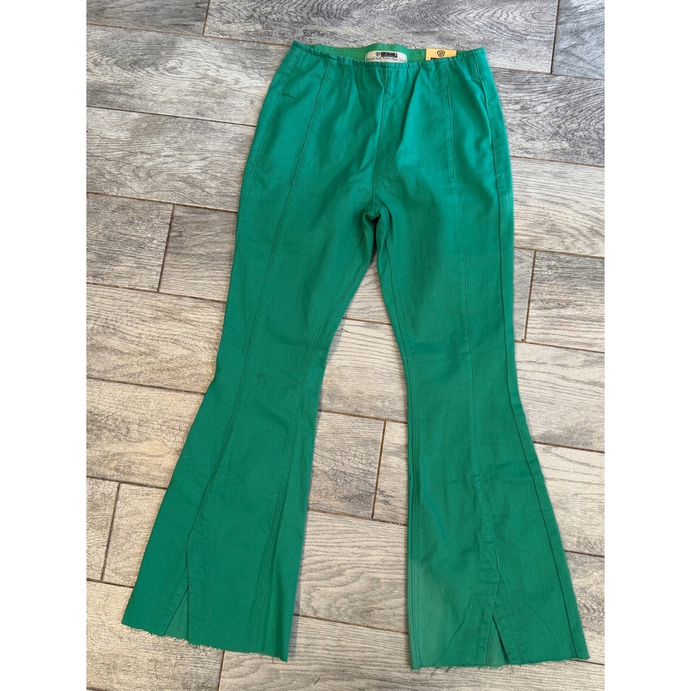 Rock & Roll Denim Bargain Bell Pants 27 Pull On Split Flare High Rise Green NWT